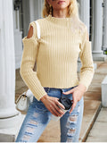 Corashoes Half Turtleneck Off-The-Shoulder Slim Sweaters
