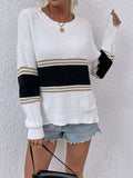 Corashoes Chenille Colorblock Striped Knit Sweaters