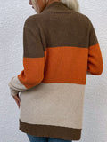 Corashoes Colorblock Curved Cardigan With Pockets