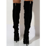 Corashoes Summer Chains High Heeled Knee High Boots