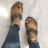 Corashoes Fashion Embellished Open Toe Slippers